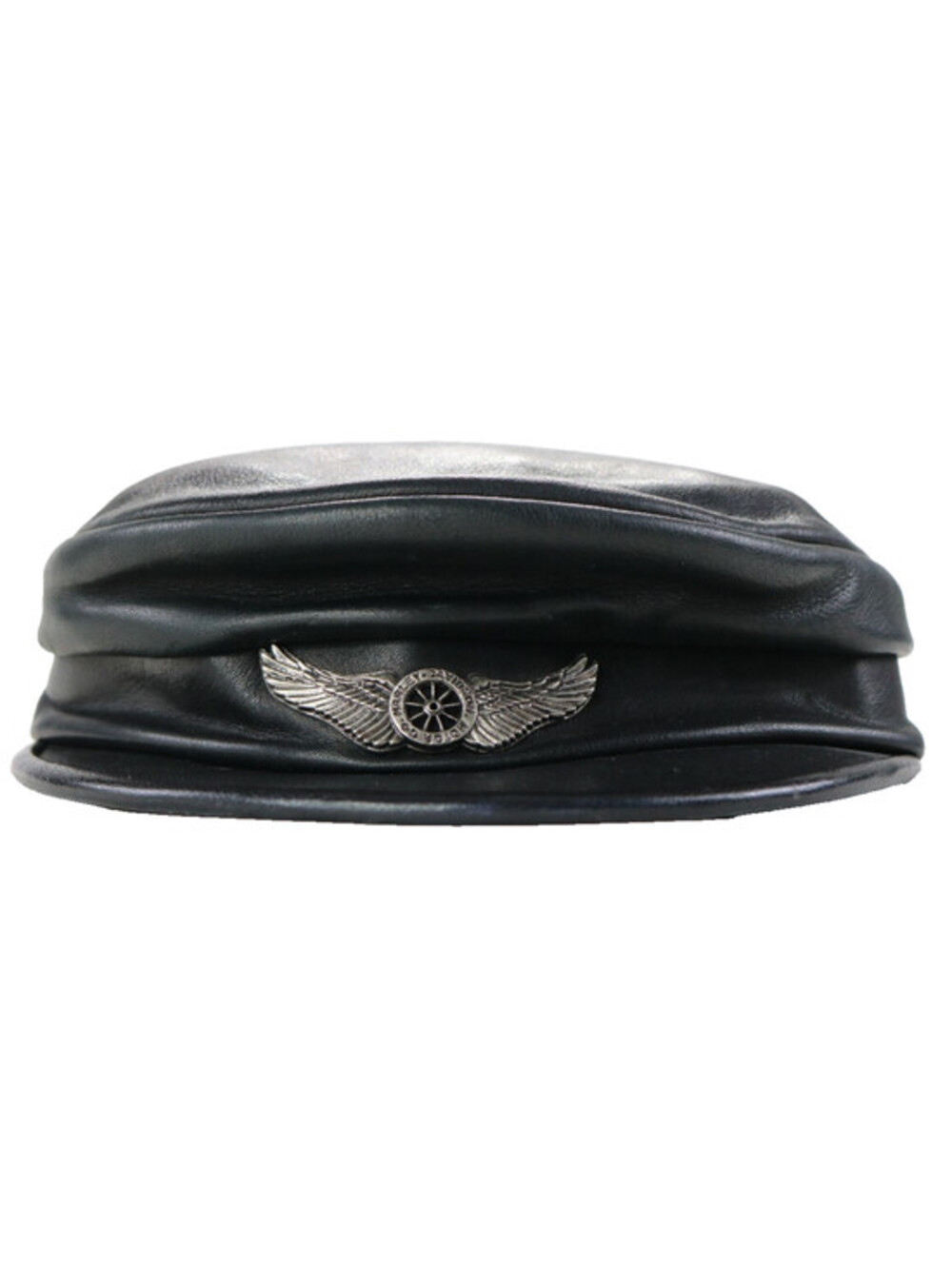 harley davidson Willie G. Wheel hat M black leather greek newsboy cabbie cap bar